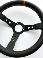 Custom steering wheel in black aluminum with air-cooled leather and Porsche orange by Tactico Racing Atelier