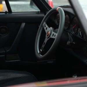 350 mm Steering Wheel with Coloured Marker. Shown installed in an air-cooled Porsche 911.