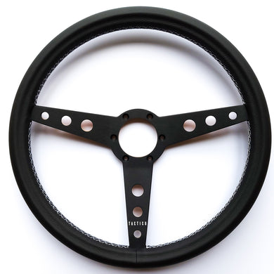 Viceroy Steering Wheel by Tactico in 380mm with black aluminum spokes and wooden back